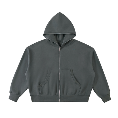45° Fleeced Boxy Full-Zip Hoodie