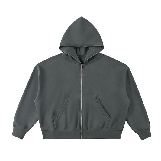 45° Fleeced Boxy Full-Zip Hoodie