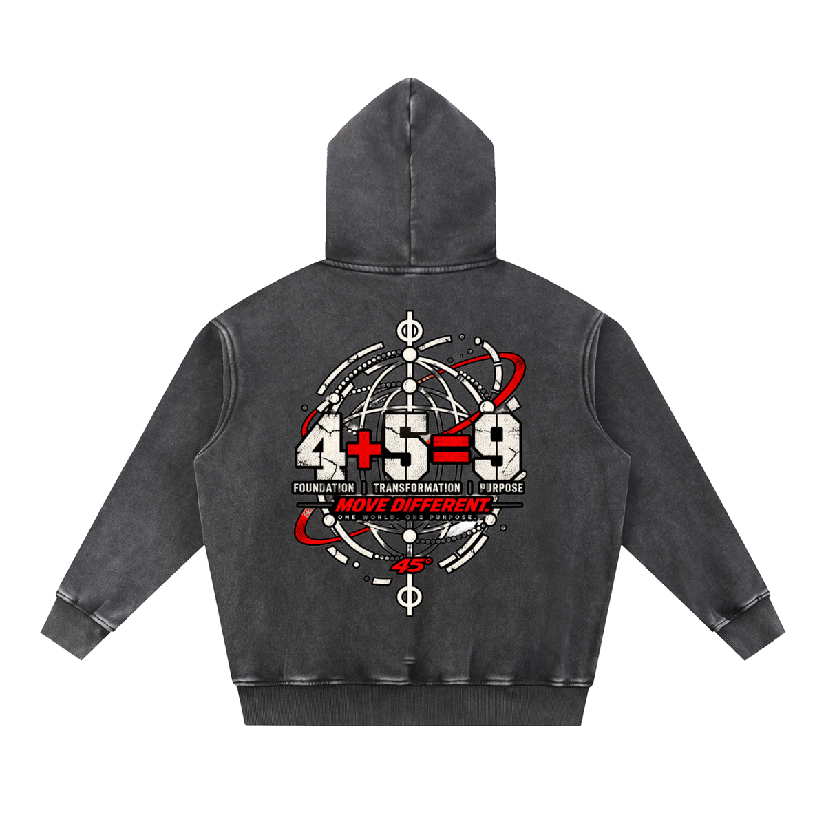 45° Snow-Wash Oversized Fleece Hoodie