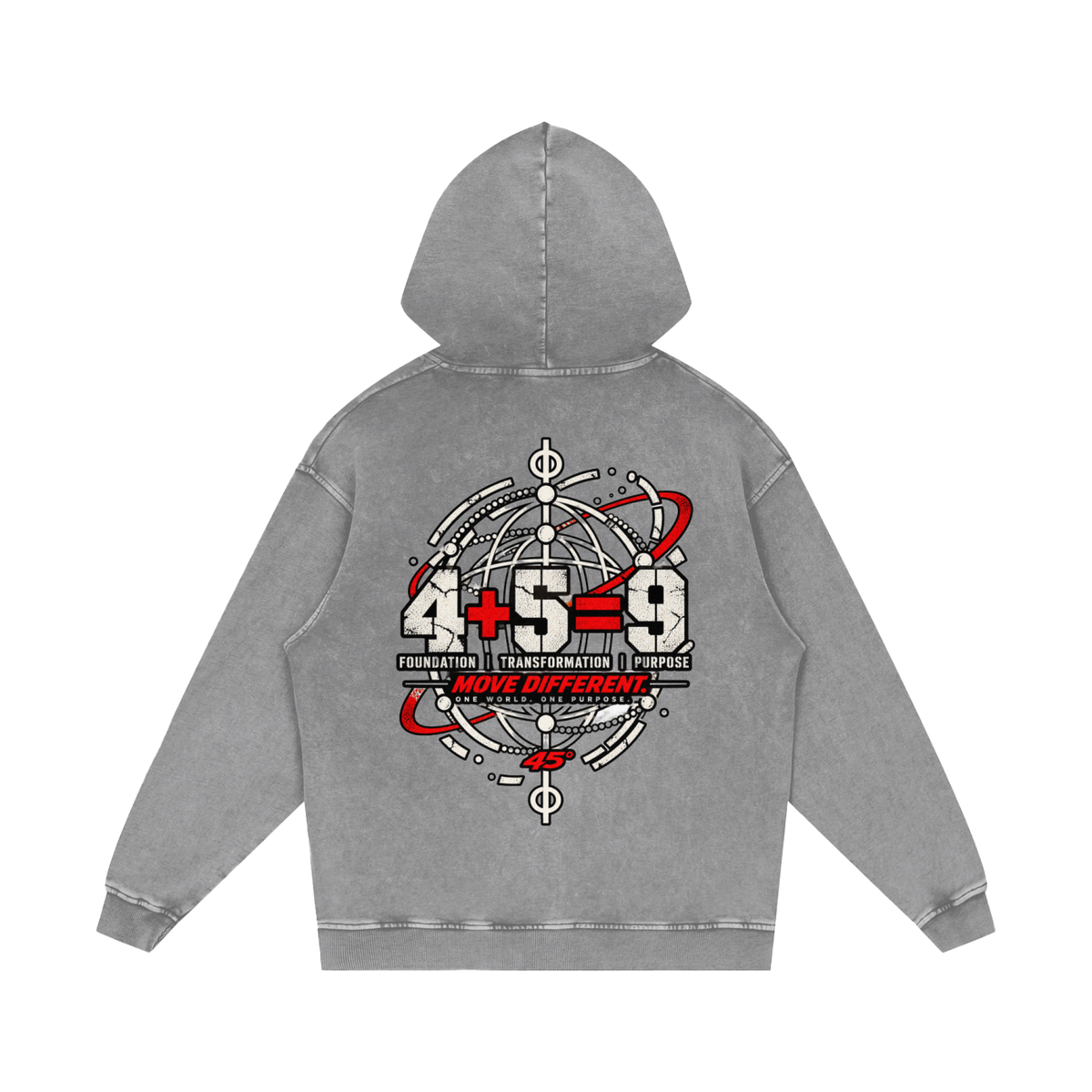 45° Snow Washed Loose Cotton Hoodie