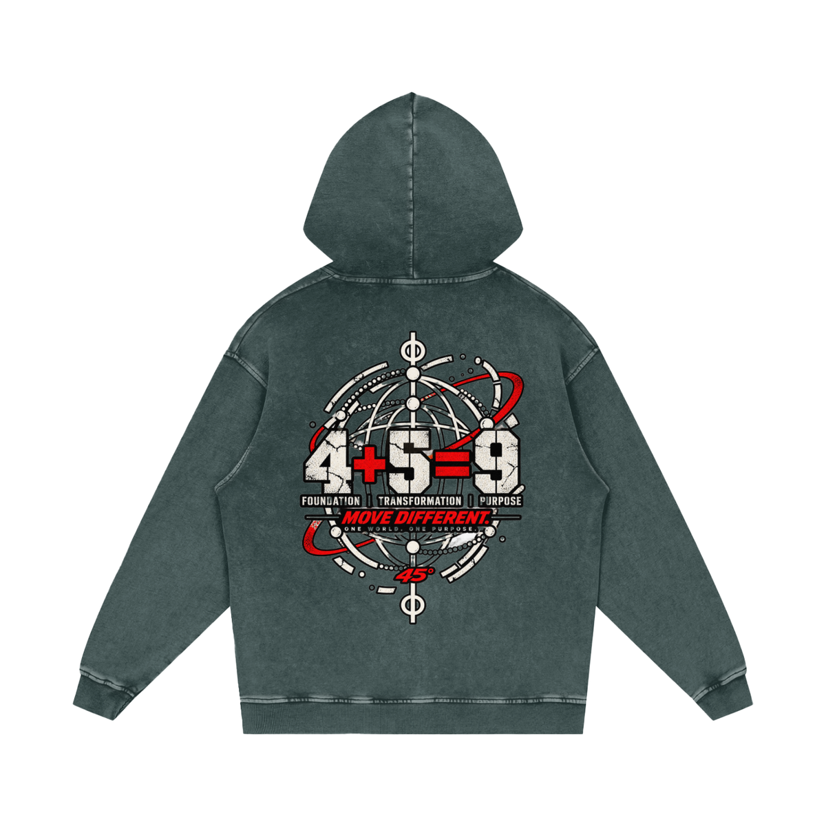 45° Snow Washed Loose Cotton Hoodie