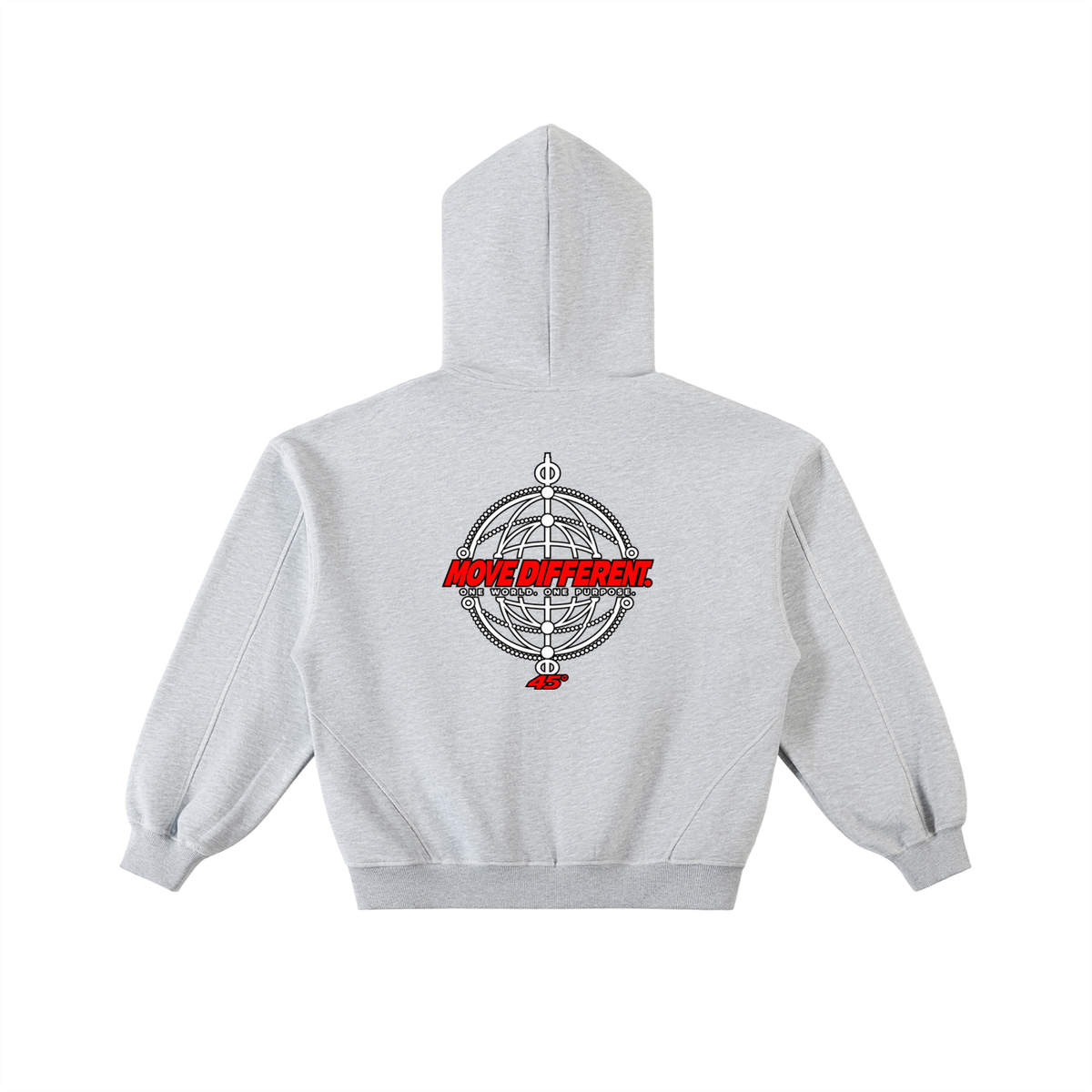 45° Contrast-Stitch Boxy Full-Zip Hoodie
