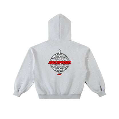 45° Contrast-Stitch Boxy Full-Zip Hoodie