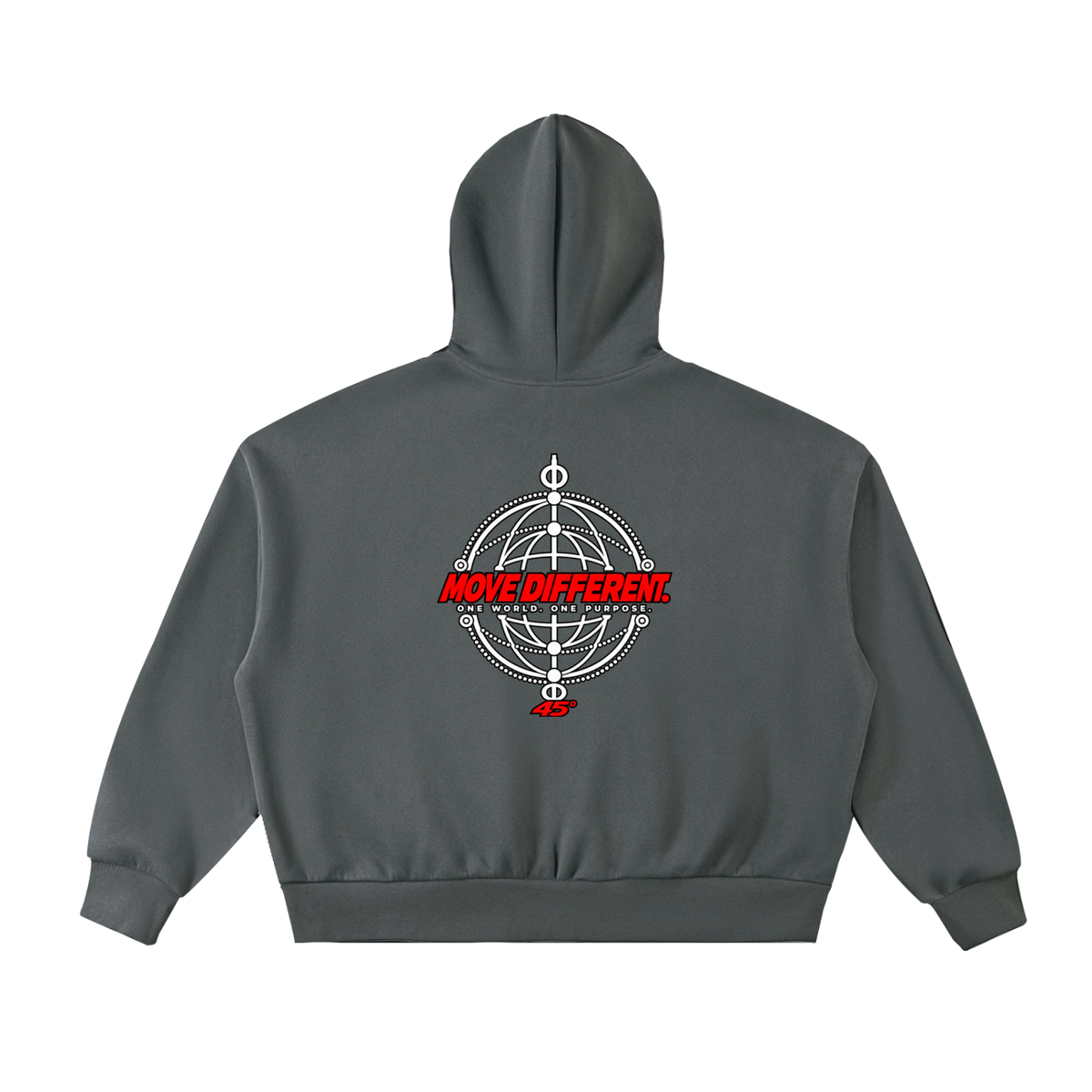 45° Fleeced Boxy Full-Zip Hoodie