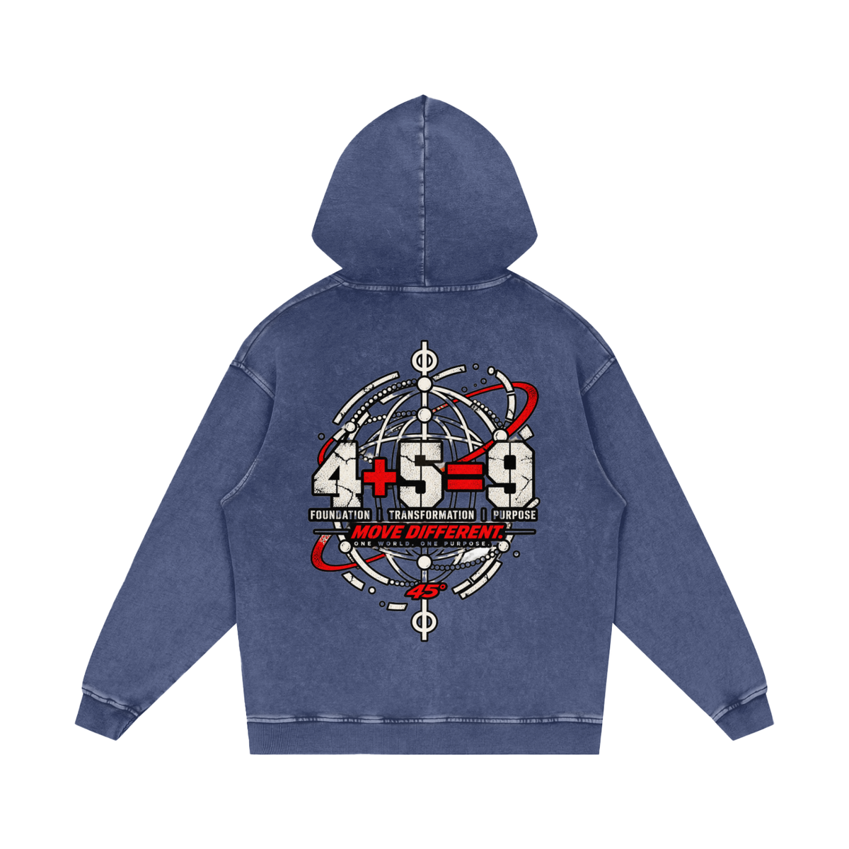 45° Snow Washed Loose Cotton Hoodie