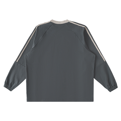 45° Color-Block V-Neck Long-Sleeve T-Shirt