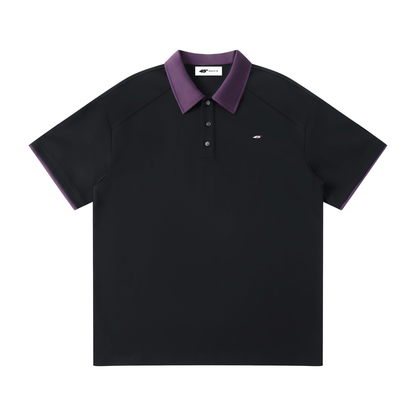 45° Contrast Collar Raglan Polo Shirt