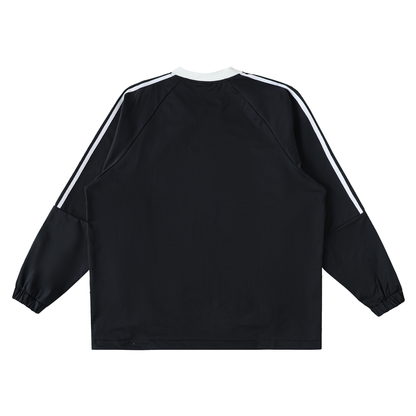45° Color-Block V-Neck Long-Sleeve T-Shirt