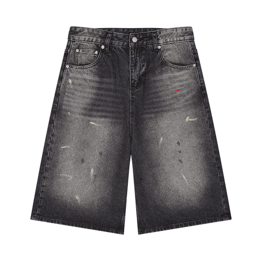 45° Vintage Wash Wide-Leg Denim Shorts