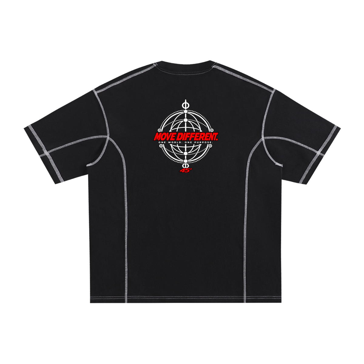 45° Contrast-Stitch Cotton Tee