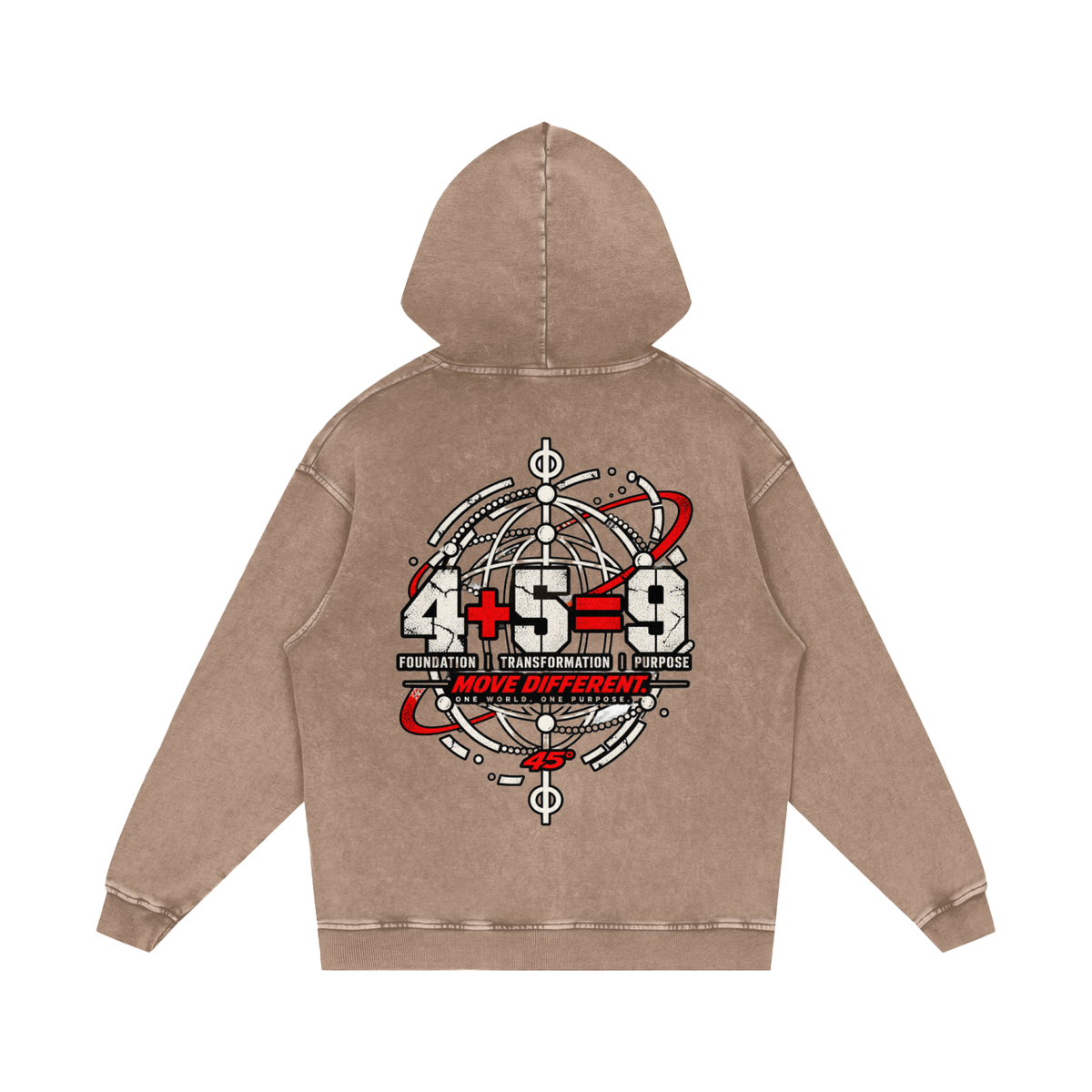 45° Snow Washed Loose Cotton Hoodie