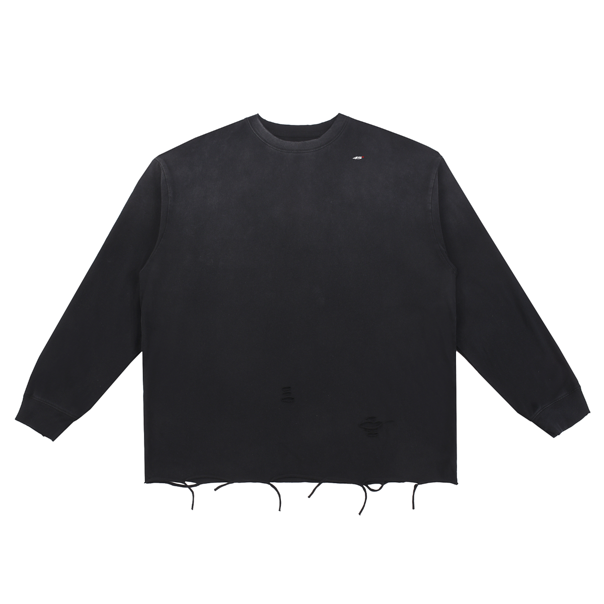 45° Snow-Wash Raw Edge Long-Sleeve Tee