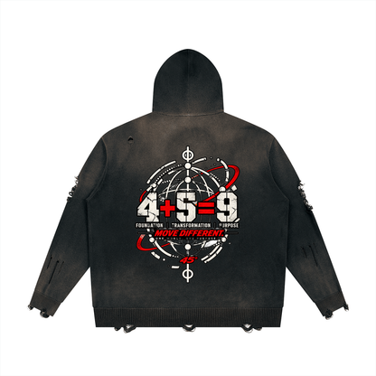 45° Distressed Heavyweight Full-Zip Hoodie
