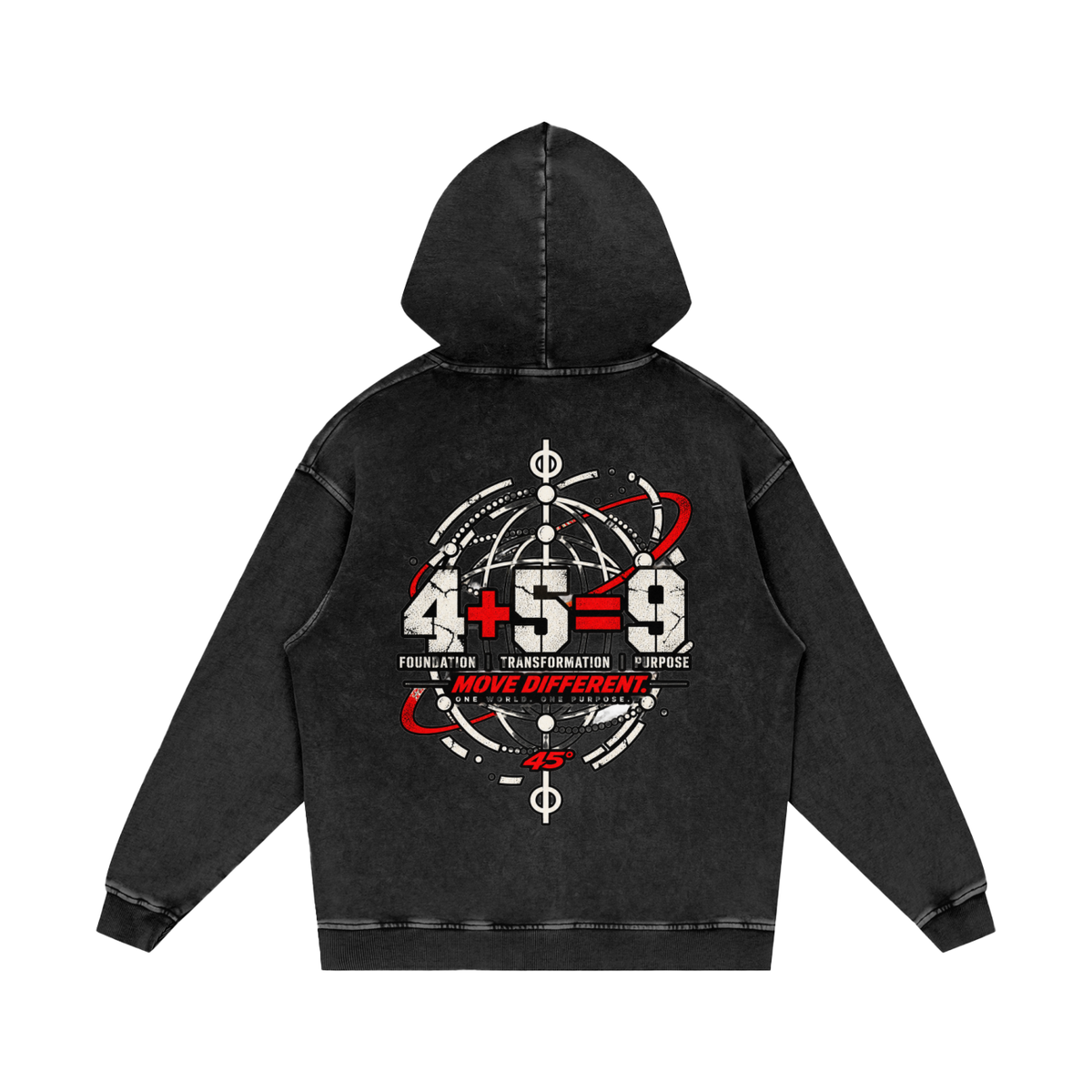 45° Snow-Washed Heavyweight Cotton Hoodie