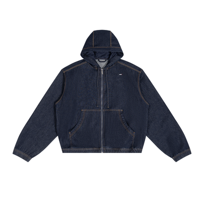 45° Vintage Wash Hooded Denim Jacket