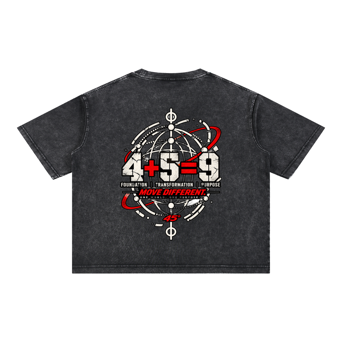 45° Washed Heavyweight Tee — Shadow Black