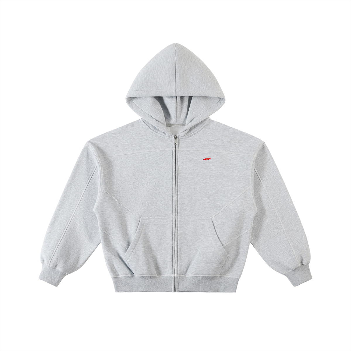 45° Contrast-Stitch Boxy Full-Zip Hoodie