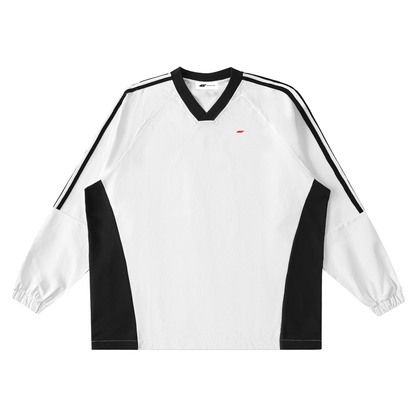 45° Color-Block V-Neck Long-Sleeve T-Shirt
