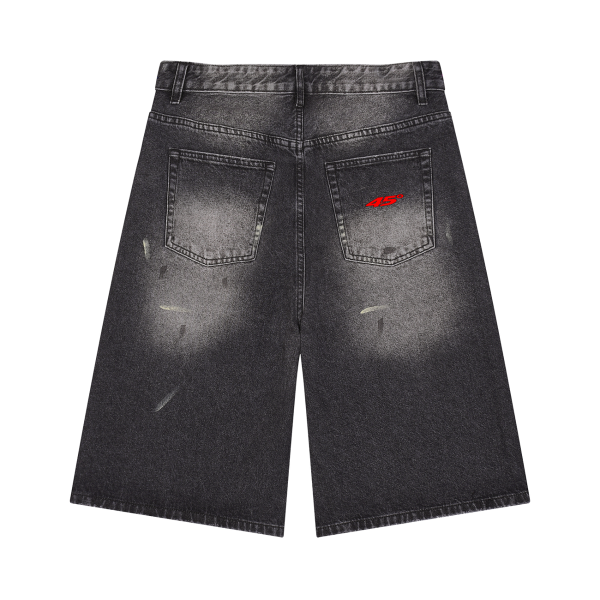 45° Vintage Wash Wide-Leg Denim Shorts