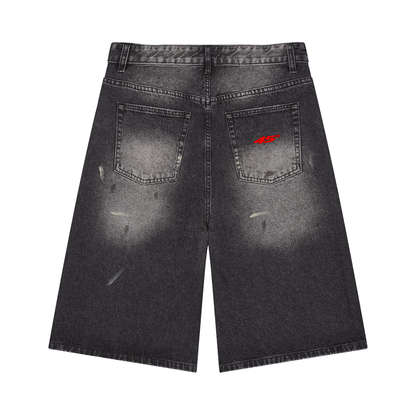 45° Vintage Wash Wide-Leg Denim Shorts